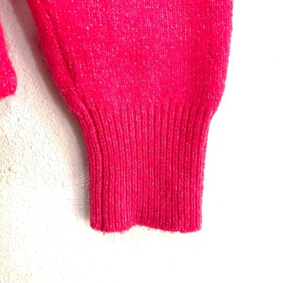 LOFT Pink Fuchsia Wool Blend Tie Front Long Sleeve Pullover Sweater - Size Small - Picture 4 of 8